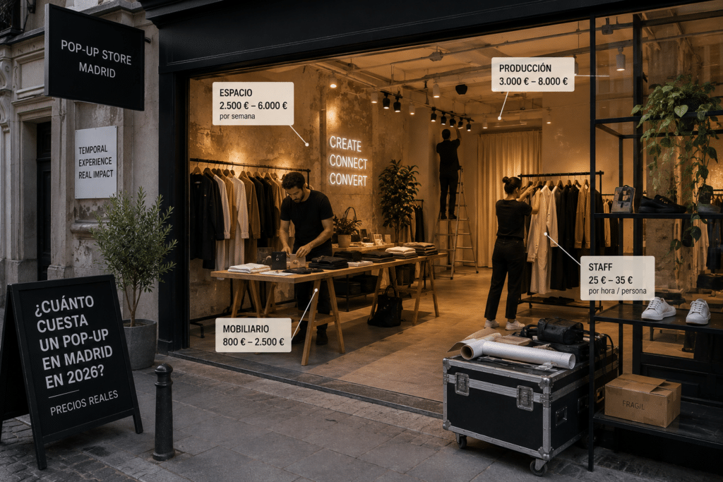 Cuánto cuesta un pop-up en Madrid en 2026