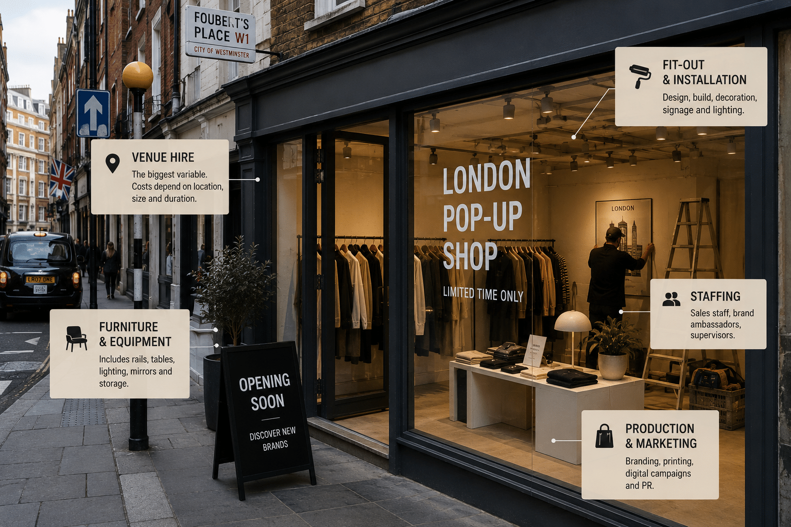 How much does a pop-up shop cost in London?